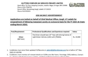 CMO kargil Invite online Application for the Posts of driver’s