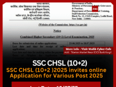 SSC CHSL (10+2) Level Examination 2025 – Notification Released