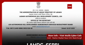 LAHD-SSRB Leh Announces Recruitment Drive for Multiple District Cadre Posts in 2025