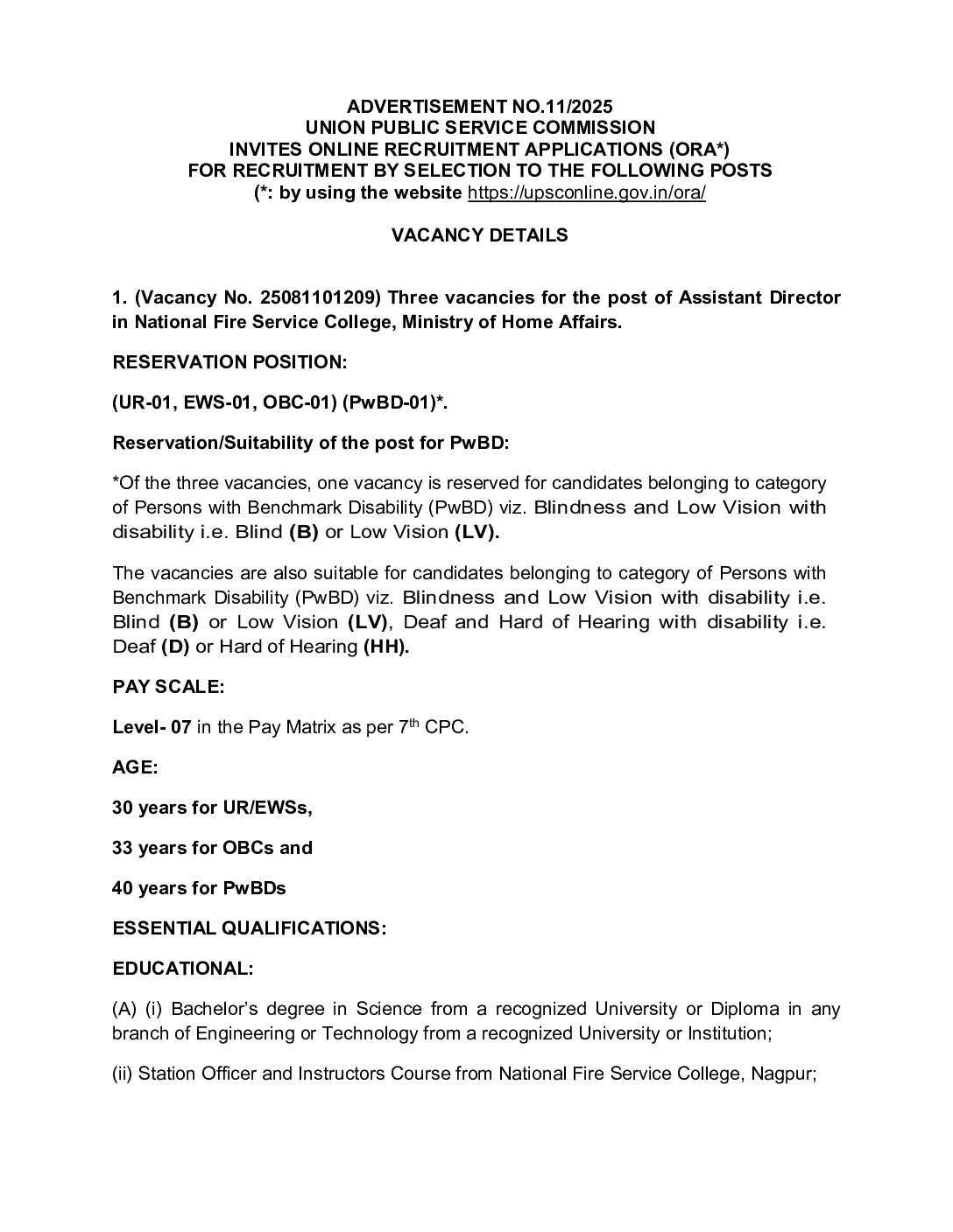 UPSC Invites Applications for Lecturer Posts in Ladakh – Advt. No. 11/2025