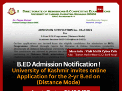 Admission Notification: B.Ed (Distance Mode) Programme 2025–2026